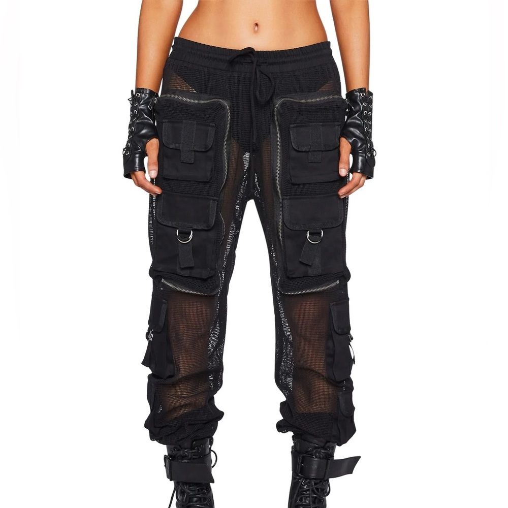 Club exx dolls kill rave fishnet pants cargo joggers goth